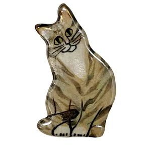 Artisan CAT Brooch ceramic Handmade